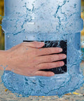 Hand applying 150Cm Heavy Duty Waterproof Rubber Tape For Quick Leak Stop And Repair On Any Surface Self Adhesive Patch Durable And Flexible For DIY Fixes On Plumbing Roofs Hoses And More White to stop water leak on container