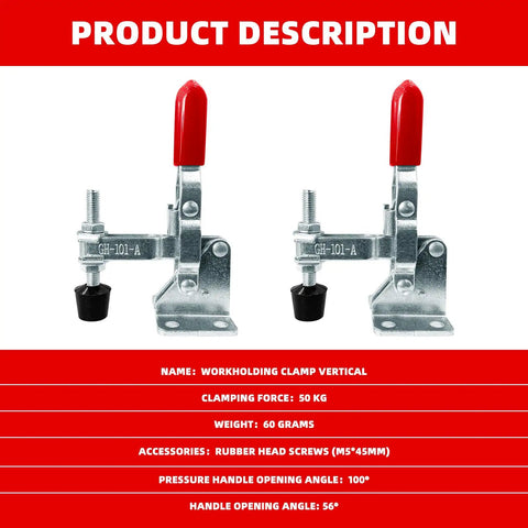Eight Piece Toggle Clamp Set With Hold Down And Push Pull Quick Release Clamps For Woodworking, heavy-duty carbon steel vertical clamps