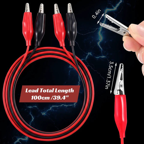 4 Pcs Alligator Clip Test Lead Set For Electrical Testing, 40 Inch Double Ended Jumper Wires With PVC Insulated Copper Wire