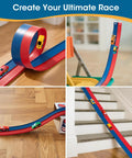 Flexible Fifteen-Foot Fun-Filled Kids Race Track With Two Toy Cars Safe US-Certified PVC in home and stair settings