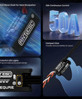 Waterproof Brushless ANT ESC With 50A Continuous And 100A Peak, showing metal shell and compact design for RC crawlers.