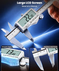 HARDELL Digital Caliper, 6" Rechargeable Calipers with Large LCD Screen and smooth stainless steel body for accurate measurements.