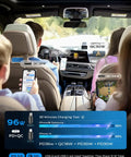 Car interior with Retractable Car Charger 4 In 1 No Fuss Fast Charging Hub powering devices, showing USB ports in use