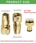 Garden Hose Repair Kit With Solid Brass Quick Connect Fittings 3/4 Inch GHT Female Faucet Adapter Flexible Hose Connectors End Repair Set For Leaks And Breaks DIY Fix To Save Money And Extend Your Hose Life product size chart