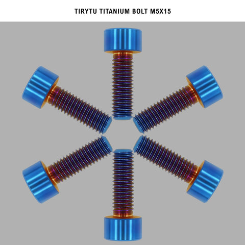 Ultralight Titanium M5x15 Bolts for Bikes Motorcycles and Marine Gear Burnt Blue Six Piece Set Rust Proof