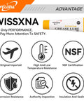 Food Grade Silicone Grease For Sanitary Machines And Food Processing Equipment Prevents Valves And O Rings From Sticking Pro Grade Lube Wissxna Dual Tube 20 Gram Pack with safety features and certifications shown.