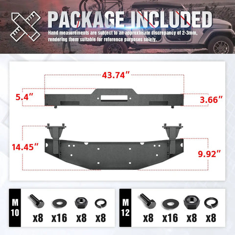 Dodge Ram Heavy Duty Winch Mounting Plate Bolt-On Front Bumper Tray No-Drill Bracket dimensions and included hardware