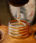 Close-up of the drip system of the Slick Cold Brew Coffee Tower Featuring A Reliable Ice Drip System For Bold Flavor Kick.
