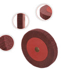 Close-up of Green 6 Inch Non Woven Nylon Flap Wheel Disc 320 Grit Abrasive Buffing Tool For Metal Polishing Rust Removal And Paint Stripping