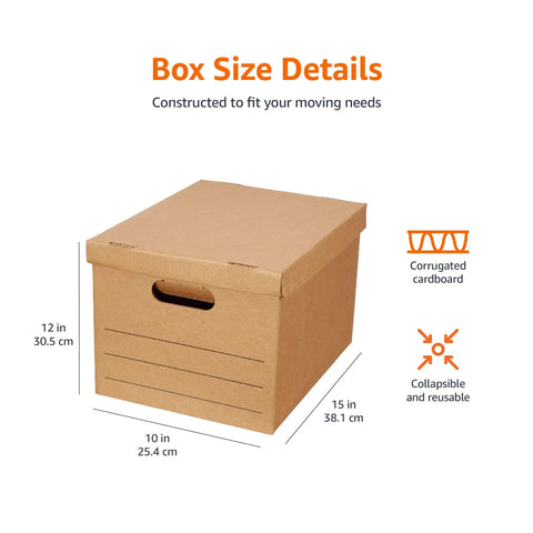 Heavy Duty Moving And Storage Boxes With Reinforced Handles And Easy Lift Off Lids, Hustle Ready Corrugated Packing Crates For Smooth House Moves And Clutter Control, 15X10X12 20 Pack
