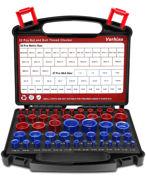 52 Piece Thread Checker Kit With 27 SAE And 25 Metric Gauges Nut And Bolt Thread Gauge And Size Finder for tight areas