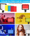 Two Pack USB LED Video Lights 5600K Dimmable With Mini Tripods And Color Filters for photo studio and creator use
