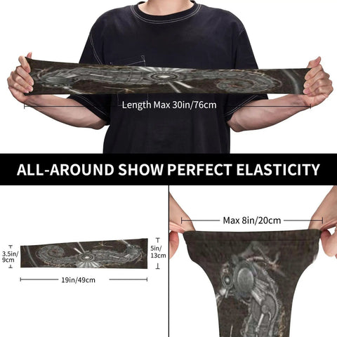 Top Shelf Steampunk Seahorse Arm Sleeves For Active Crews Ultra Soft Ice Silk Cooling UV Protection Lightweight Workout And Outdoor Travel Gear displayed showing flexibility and dimensions.