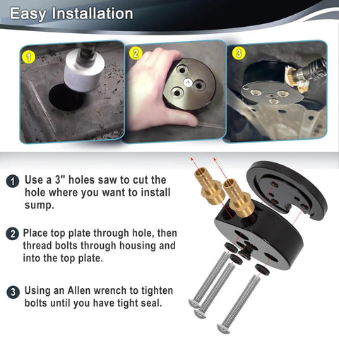 Diesel Fuel Tank Sump Kit With Dual Port Integrated Return For Airdog FASS Cummins Duramax Powerstroke Engines installation guide