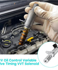 Exhaust Camshaft Position Actuator Solenoid For GM VVT System OE Replacement being installed in engine bay