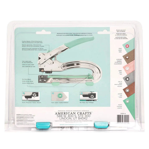 Big Bite Workhorse All In One Punch Tool For Eyelets And Grommets Set Snap And Punch Through Paper Leather Fabric Plastic And More With Three Tenths Inch Center Rotating Setting Blocks For Easy Durable Grommet Install
