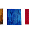 Aniline dye wood stain powder five-color kit swatches in black, brown, blue, red, and gold.