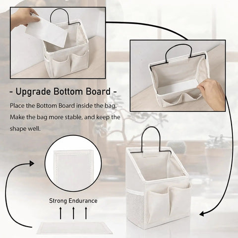 Two Pack Wall Hanging Organizer Bins With Pockets And Hooks Game Changer Linen Fabric Door Mount Storage