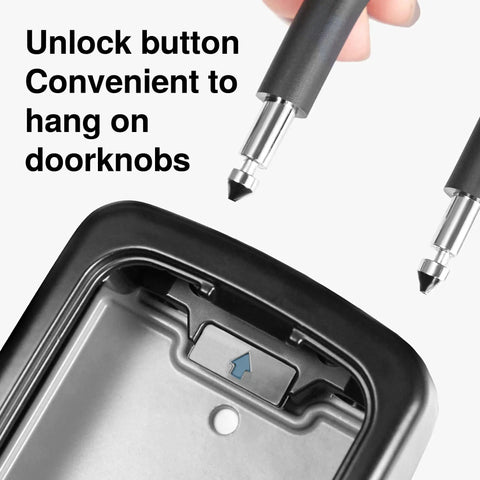 Close-up of unlock button and shackle for Outdoor Key Lock Box With Weatherproof Combination Lock, Heavy Duty Key Safe For Realtors