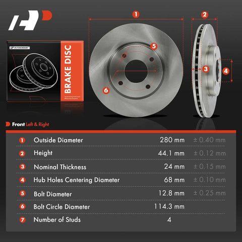 Heavy Duty Front Vented Disc Brake Rotors Two Pack Measures 11.02 Inches Fits Nissan Cube Sentra Versa 2007 To 2014, showing dimensions and details.
