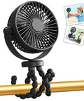 Mini Handheld Portable Fan With Flexible Tripod Clip On for stroller car seat bed desk and travel USB or battery powered