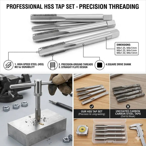 Large Diameter M55 x 4.0mm Plug Tap For Internal Threads, Right Hand Threading, Heavy Duty High Speed Steel Straight Flute Tool