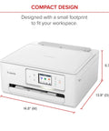 Wireless All In One Color Inkjet Printer With Auto Duplex for home photos, featuring a 2.7-inch touchscreen, compact design, front view.