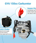GY6 150Cc PD24J Carburetor Kit With Ignition Coil Starter Solenoid CDI and 78 Inch Throttle Cable