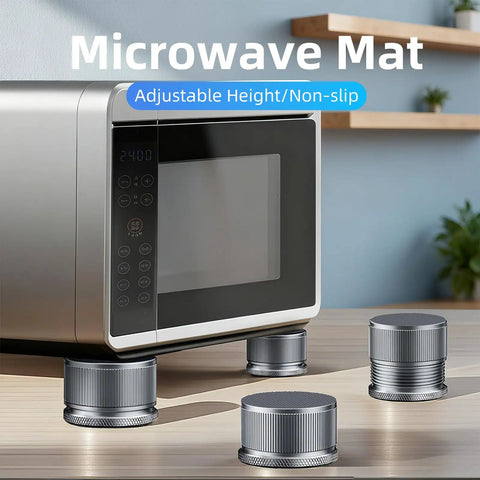 Heavy Duty Adjustable Metal Microwave Riser And Air Fryer Stand Elevators With Non Slip Pads Four Pack multi-purpose leveling shims under a microwave.