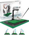 Real Swing 300 Golf Swing Trainer With Real Impact For Accurate Hitting And Trajectory Check Height Adjustable Practice Mat