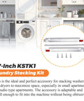 Heavy Duty Washer Dryer Stacking Kit For 27 Inch Laundry Machines Solid Metal Frame with chrome finish, accessories for efficient stacking.