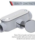 RLT200 Threaded T Type Conduit Body For Electrical Installations with die cast aluminum body gray finish top view