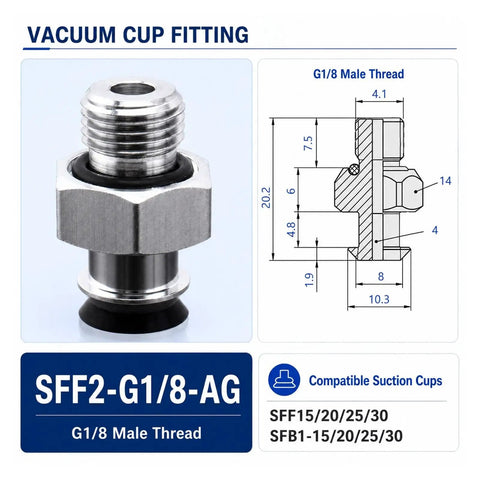 10 Piece Set Of Sff10~40 Pneumatic Vacuum Suction Cups Silicone And NBR For Robot Arms And Injection Molding Machines Strong Grip On Plastic Film Paper And Smooth Surfaces Fits Standard Ports