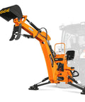 9 Foot Tractor Backhoe Attachment With Hydraulic Thumb And 15 Inch Digging Bucket For Cat 1 And Cat 2 Three Point Hitch in use