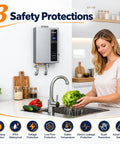 Heavy Hitter 18Kw Electric Tankless Water Heater hands you instant hot water up to 4 to 9 GPM in a modern kitchen.