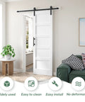24x84 Inch White Barn Door With 4 Foot Sliding Hardware Kit And Handle Included MDF Solid PVC Surface DIY Assembly Easy To Install