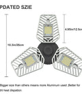 2-Pack LED Garage Lights With Adjustable Trilights, 6500 Lumens, 10.3in size and E26/E27 Base, aluminum frame, top view