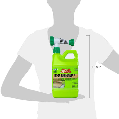 EZ Deck Fence And Patio Wash 64 Oz Mold And Mildew Killer with hose end sprayer shown with size comparison