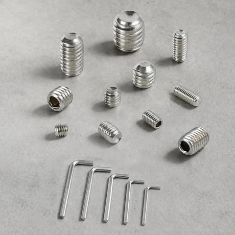 510 Piece Set Screw Kit With M3 M4 M5 M6 M8 Stainless Steel Grub Screws Anti Rust And Corrosion Resistant Hex Socket Hardware For Doors Cabinets Furniture And DIY Projects Easy Install And Long Lasting, assorted sizes with hex keys