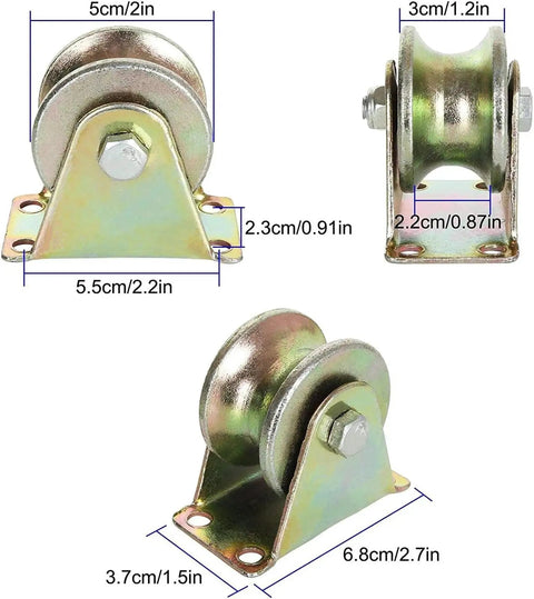 Heavy Duty V Groove Wheel Sliding Gate Casters Built Tough For A Smooth Roll On Any Track, featuring steel pulley systems.