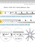 Dual Pack 60 Inch Soft Measuring Tape Set For Body Measurements, Fabric Sewing And Tailoring, double sided display