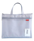 Mesh Zipper Pouch With Double Pocket Waterproof File Bag With Handle in gray, A4 size, front view showing clear pockets