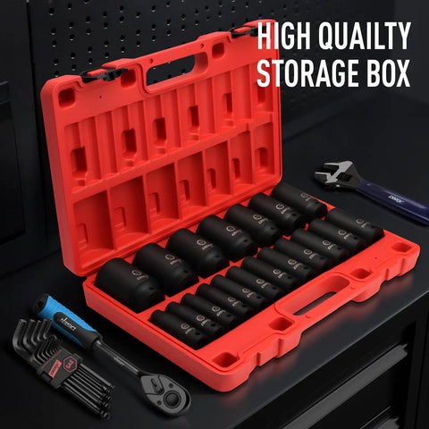Beefy 10 Piece XZN Triple Square Socket Set With Rugged Storage Case displayed open with sockets inside