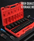 Heavy-Duty 19-Piece One-Half Inch Drive SAE Impact Socket Set With Deep Sockets From Three-Eighths To One And One-Half Inches