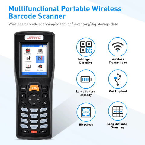 No Frills Wireless Barcode Scanner For Inventory Management, 3 In 1 Portable Data Collector Supports 1D 2D PDF417 Codes