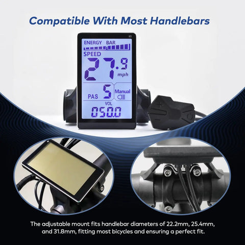 Ebike Display M5 With UART No 2 Protocol For 24V To 60V Systems Aluminum Alloy Frame Cycling Computer showing speed and data