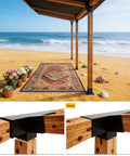 15 Degree 4 Way Pergola Bracket Kit for 4x4 Posts to Beams, installed on beach pavilion showing step-by-step assembly