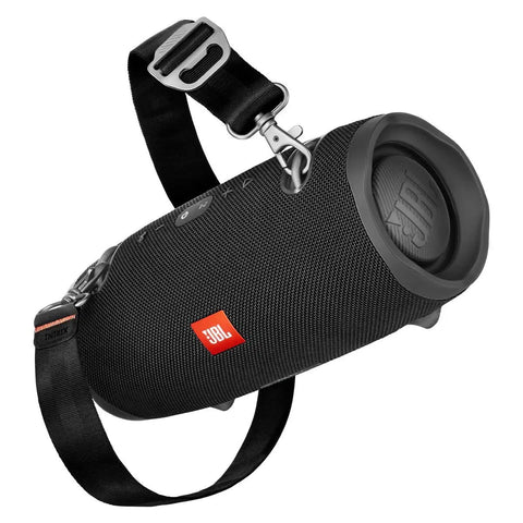 Xtreme 2 Waterproof Portable Bluetooth Speaker Built Like A Beast With 40W 4 Way Sound And A 10000mAh Battery Delivers Up To 15 Hours Of Playtime IPX7 Rugged Outdoor Ready, shown with black strap