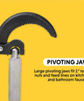 Telescoping Basin Wrench With Large Pivoting Jaw Extends From 11 To 16 Inches Fits 1 To 2 Inch Nuts And Feed Lines One Hand Ratcheting For Easy Faucet Install