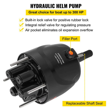 Beefy Hydraulic Outboard Steering Kit With 13.5 Inch Aluminum Wheel And 18 Foot Nylon Hose And 300HP Helm Pump features